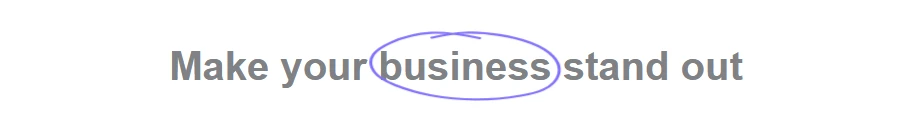 Nexter Blocks Heading Animation front end: the Wide Circle highlight drawn around the word business