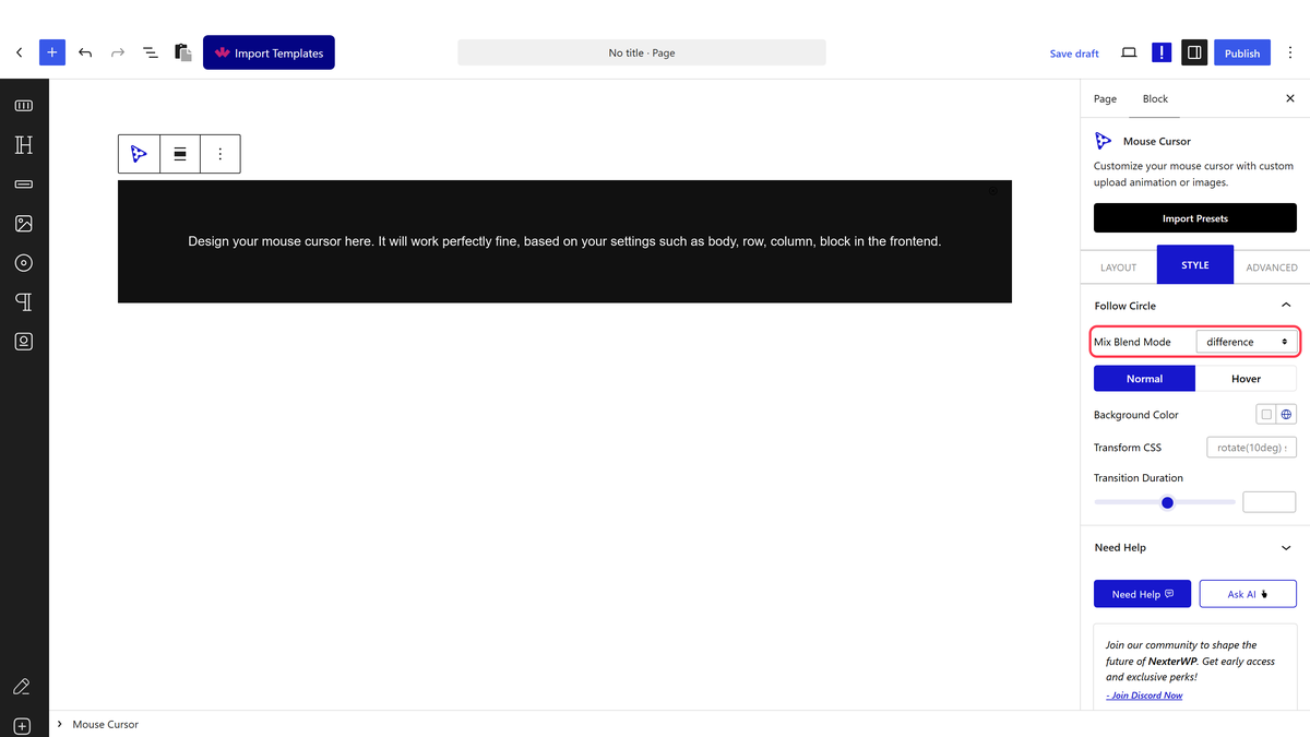 The Mix Blend Mode dropdown