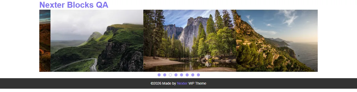 A row of photos in a carousel with navigation arrows