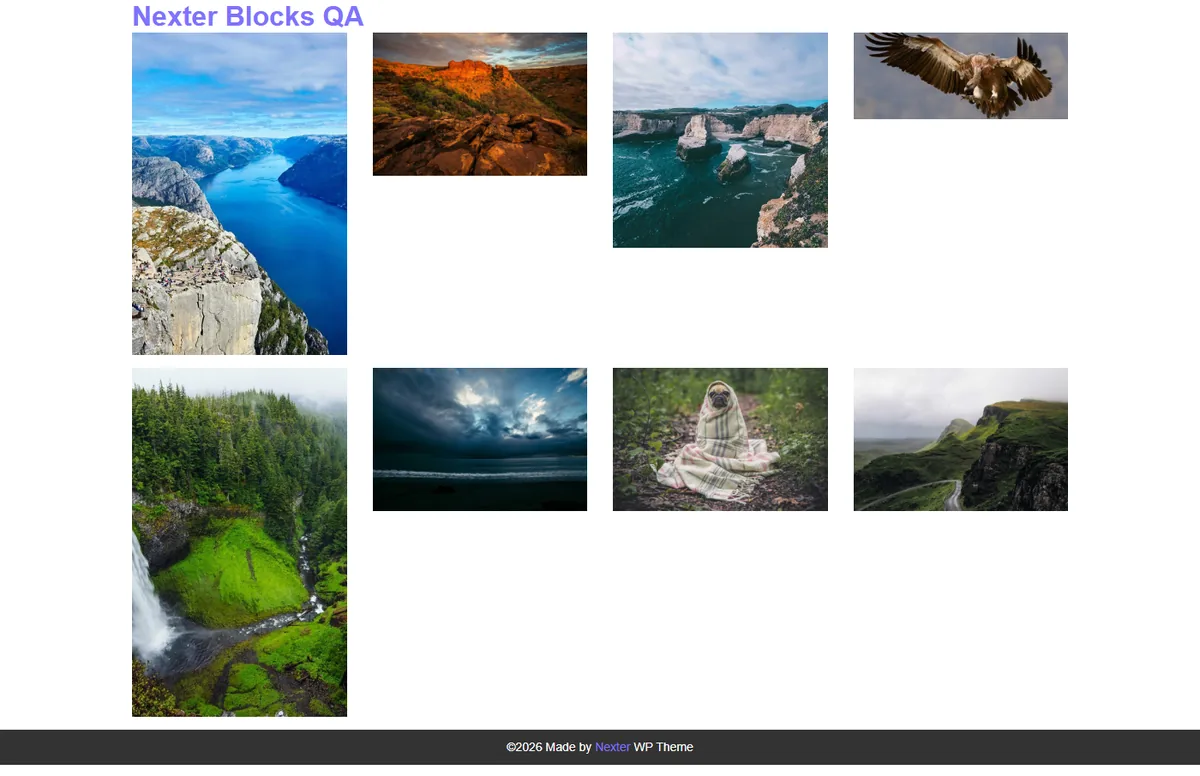 The same mixed photos in a grid, leaving gaps under the shorter ones