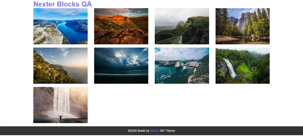 A gallery where each photo shows its own title and caption