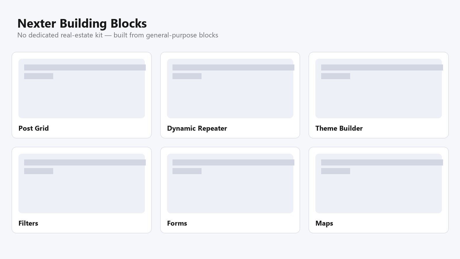 Nexter building blocks used for a real estate listing site