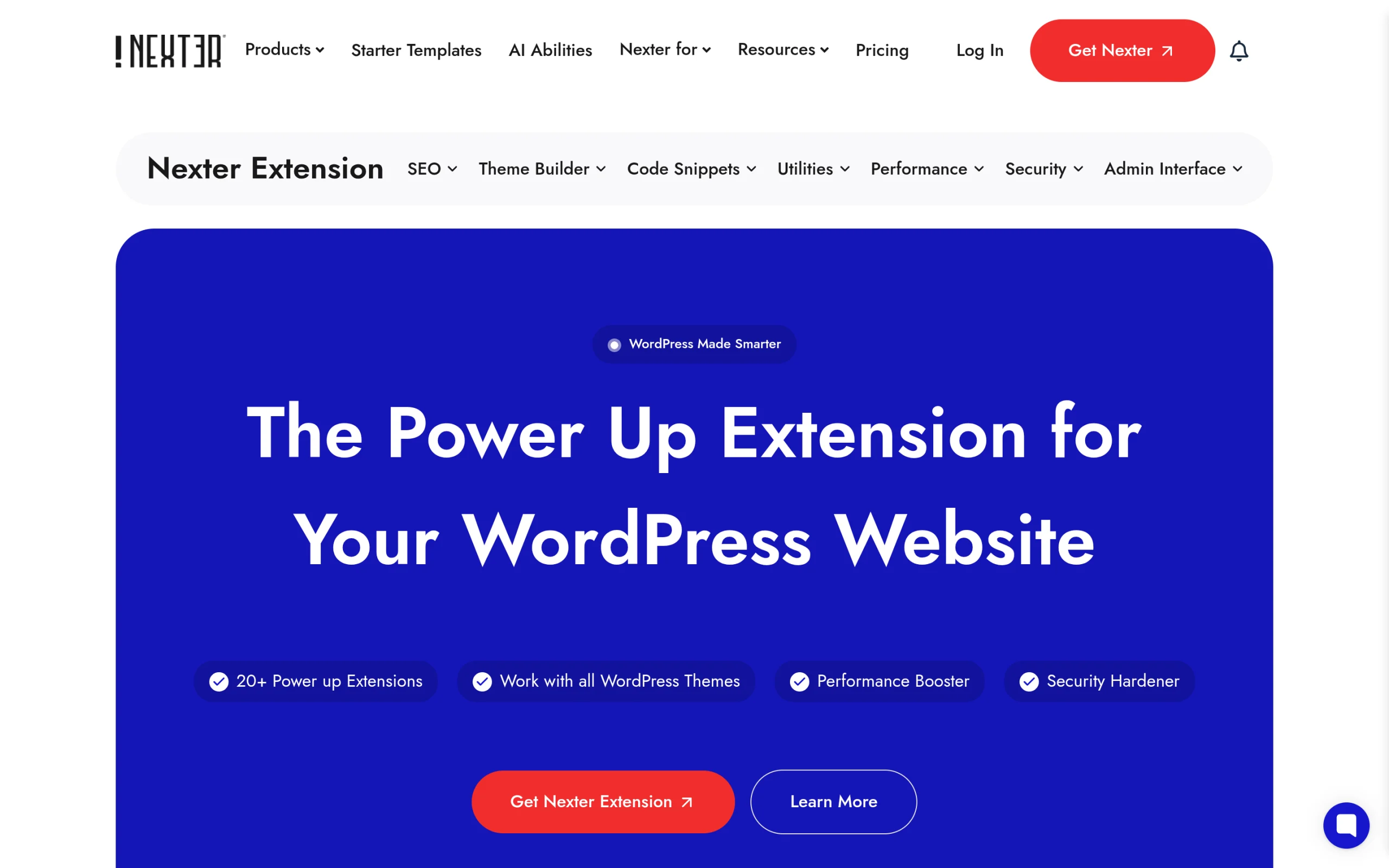 Nexter Extension product page showing its security hardening features
