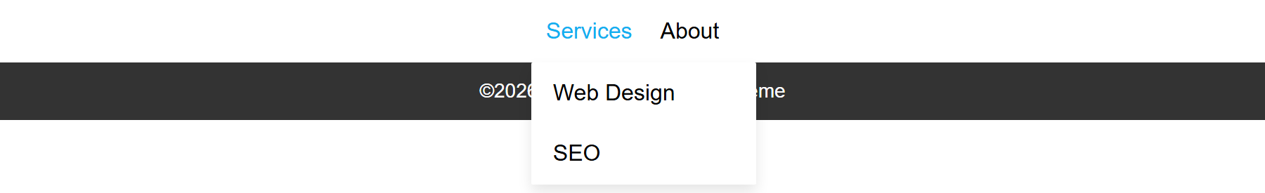 A header menu with a dropdown opening on hover