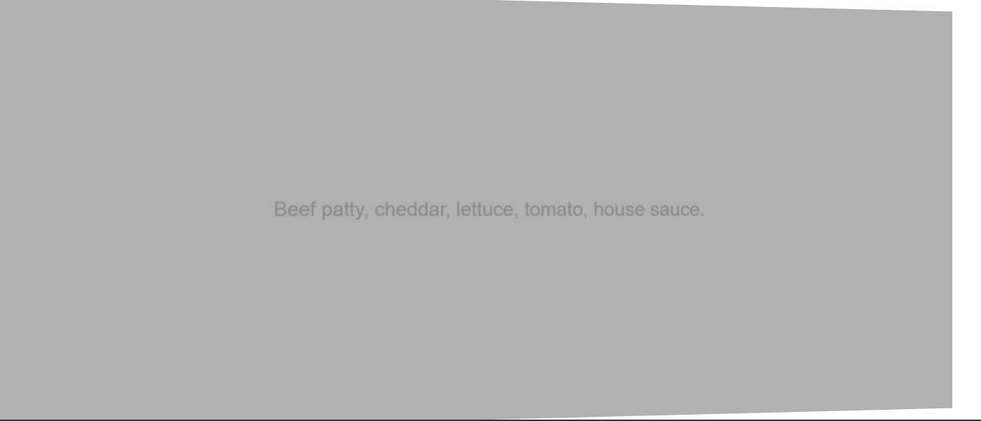 The pricing card mid-flip, showing the description on its back