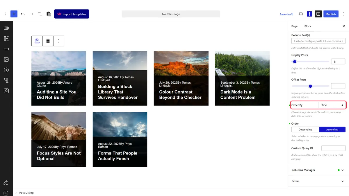 Adding the Post Listing block
