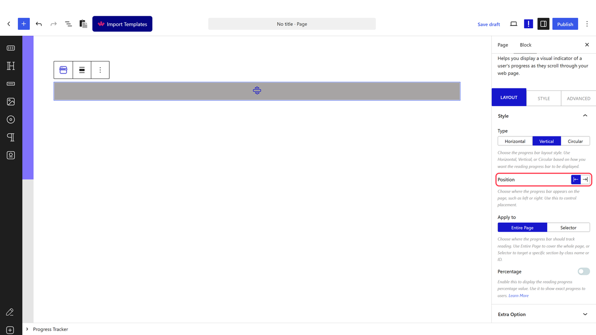 The Position setting