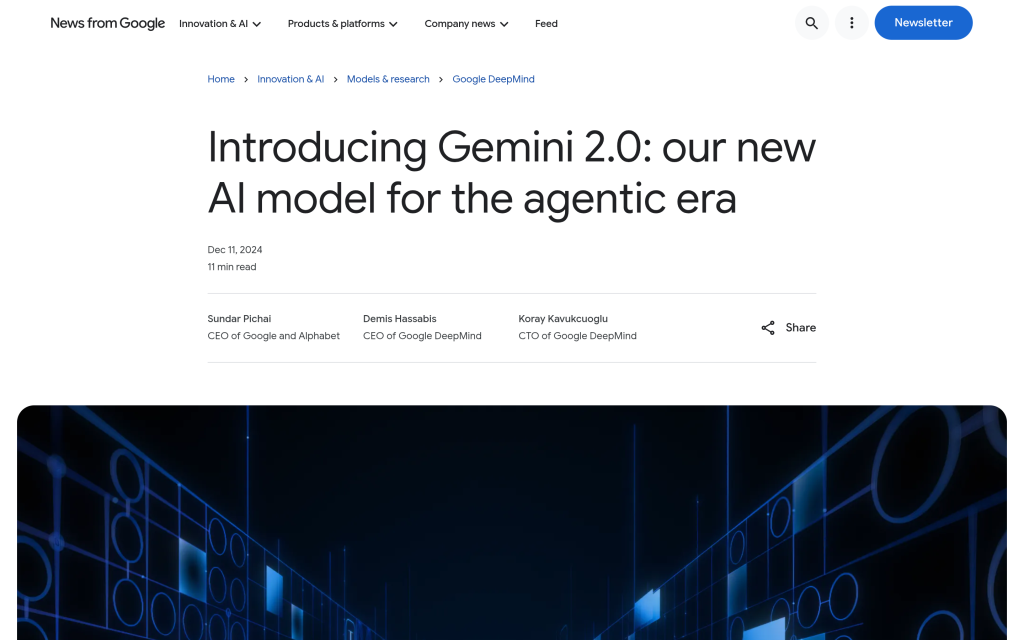 Google DeepMind blog post introducing Gemini 2.0 and Project Mariner for the agentic era