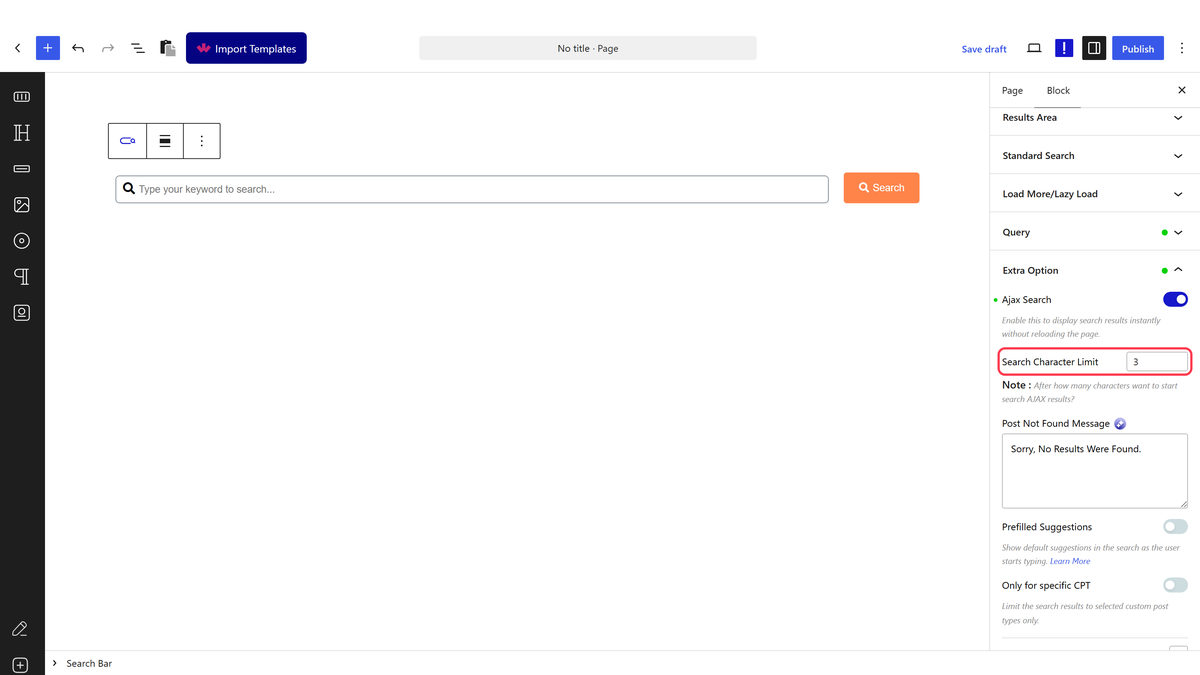 Enabling AJAX search