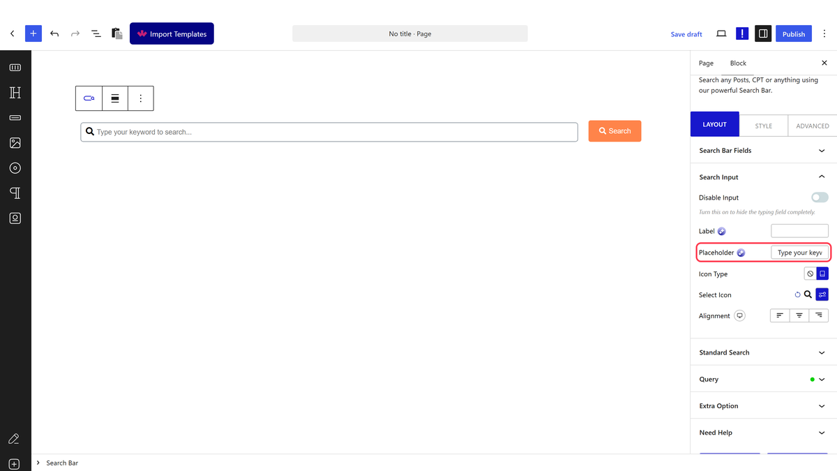 The placeholder setting