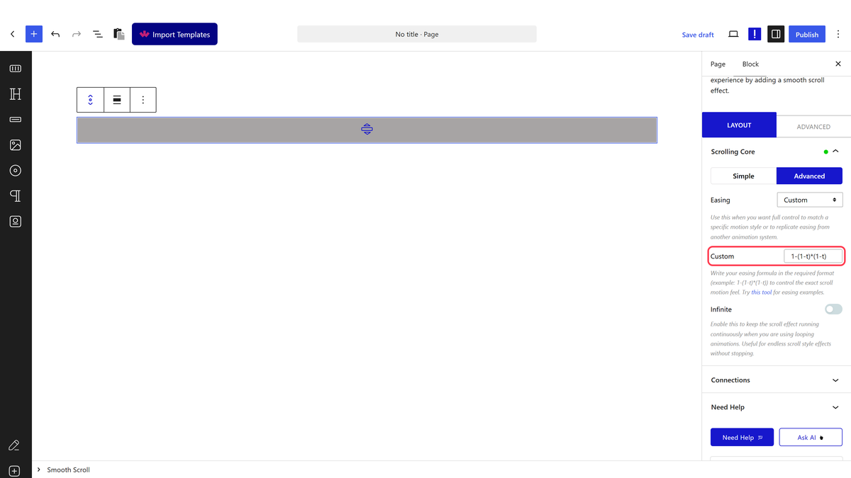 Easing set to Custom with a formula in the Custom field