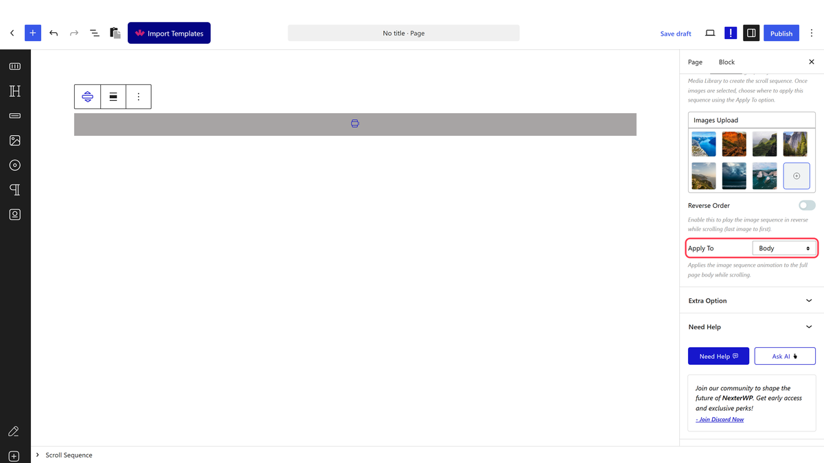 The Apply To options