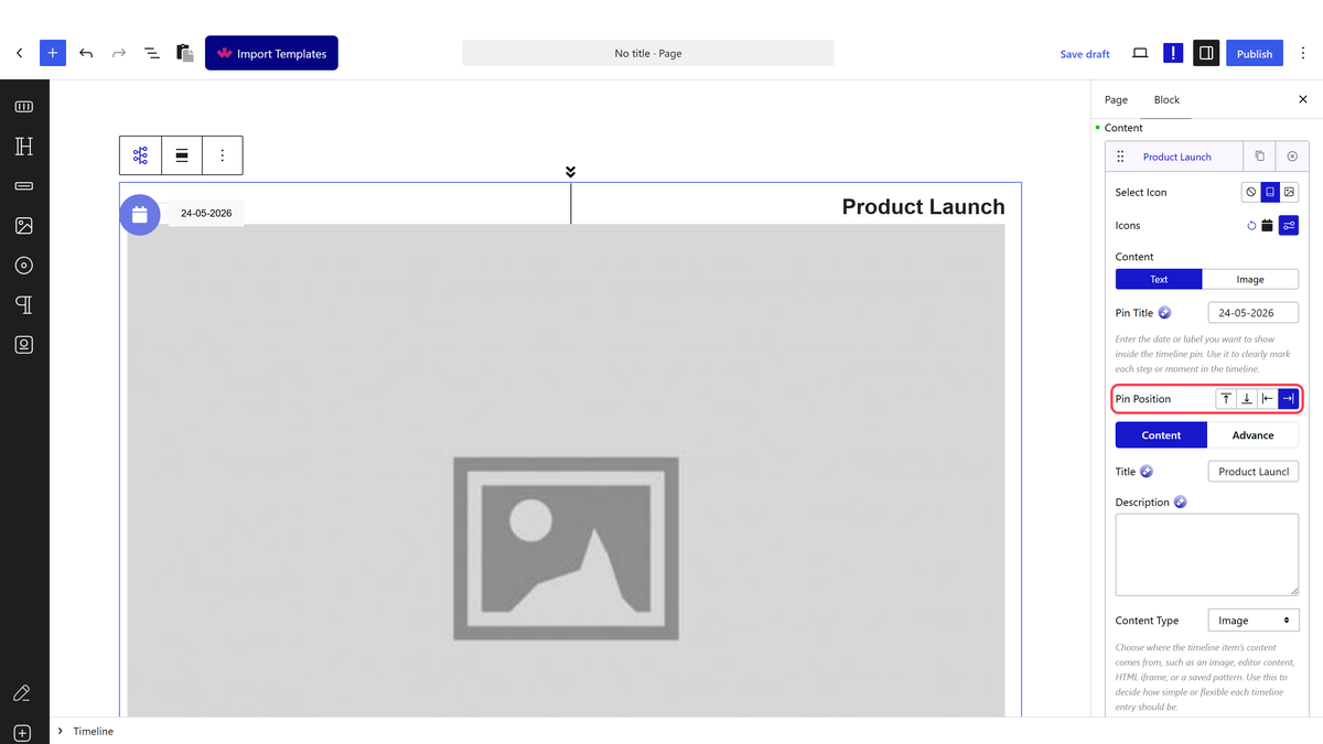 Pin and side settings for an event