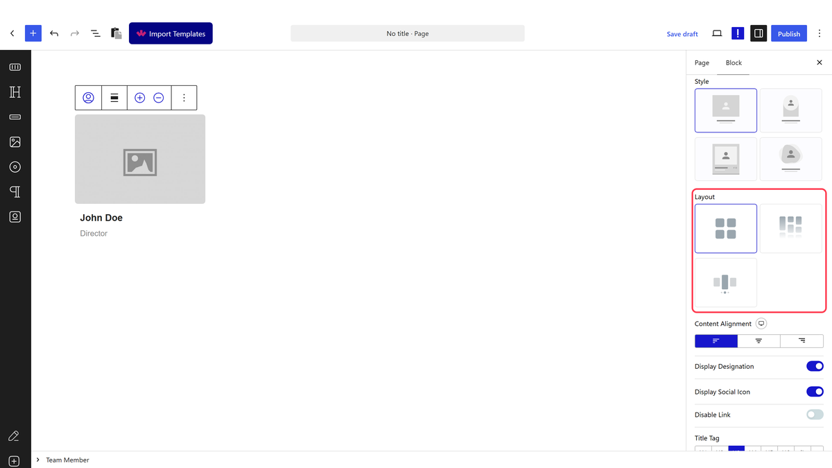 The layout options