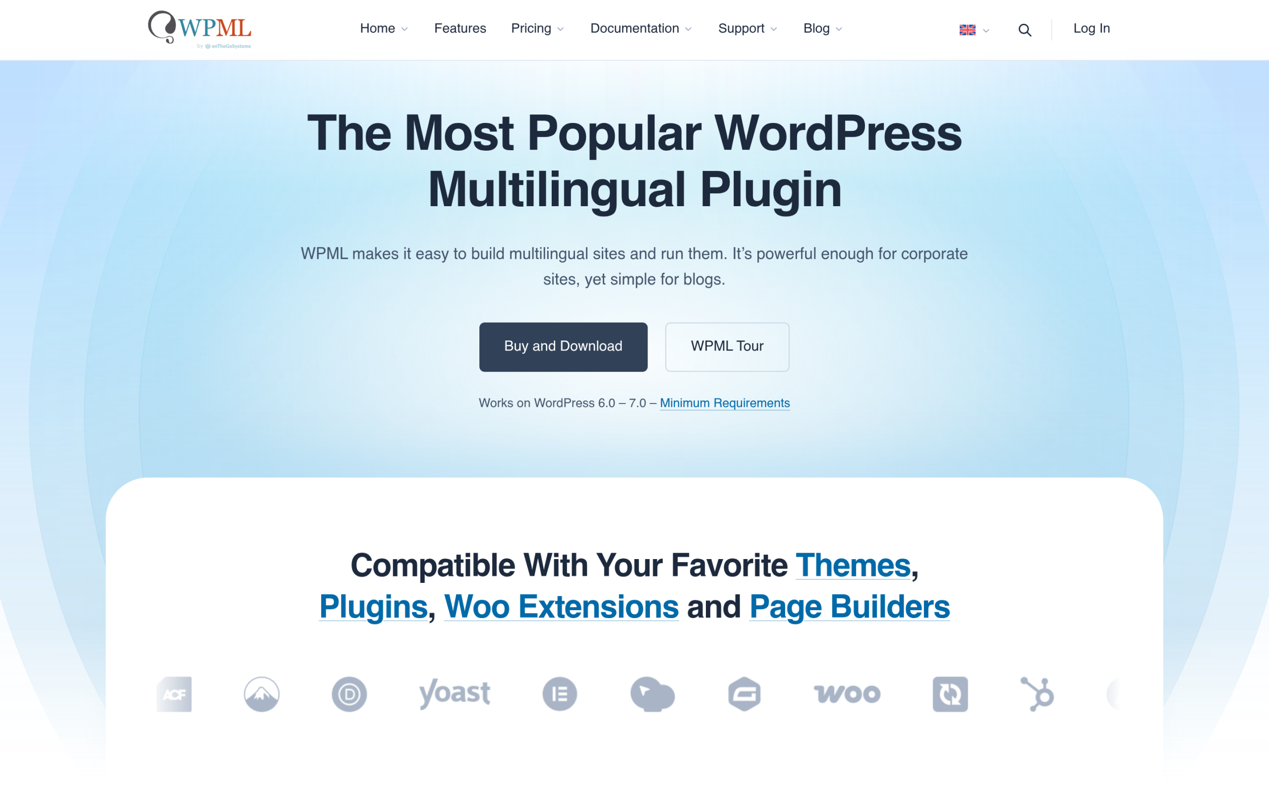 WPML WordPress Multilingual Plugin official homepage live screenshot