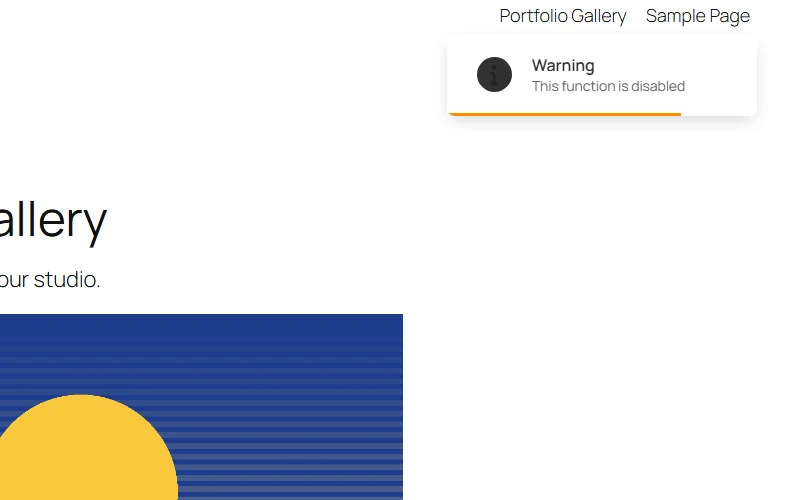 Warning notice shown to a visitor who right-clicks an image on a site with Content Protection enabled
