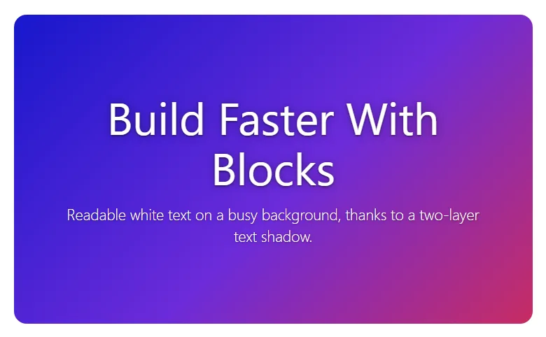 White hero heading with a two-layer text shadow on a gradient background in WordPress